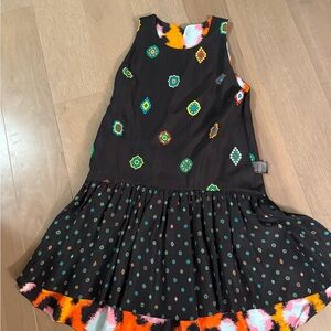 Black Sleeveless Dress with Colorful Patterns
